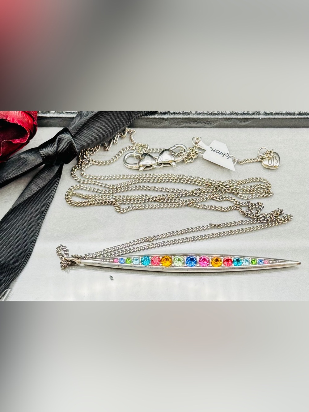 Brighton Contempo Ice Bar Long Necklace with Colorful Crystal Accents